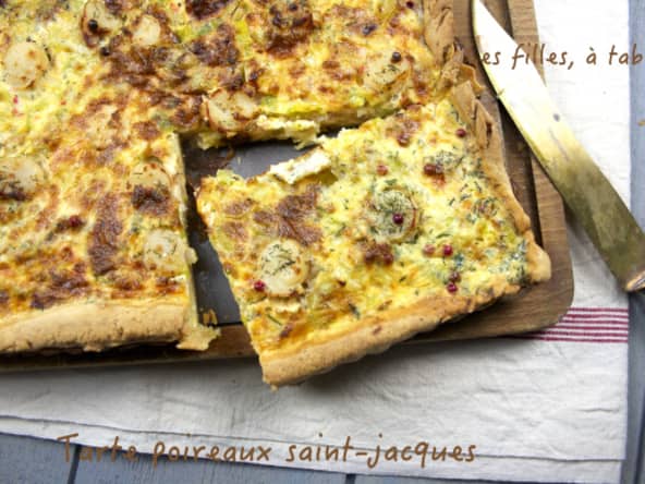 Tarte aux poireaux et noix de saint-jacques