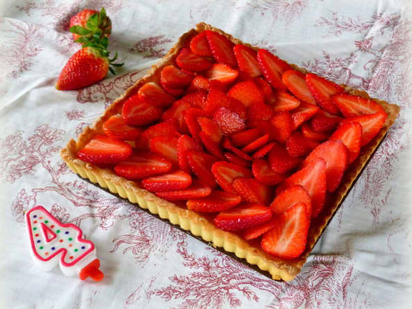 Tarte au fruit de la passion et fraises