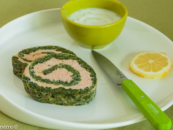 Roulé de saumon aux épinards