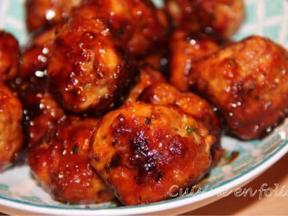 Boulettes de volaille et chair à saucisse au miel et à la ciboulette