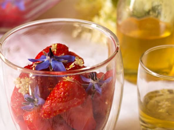 Salade de fraises au sirop de sureau