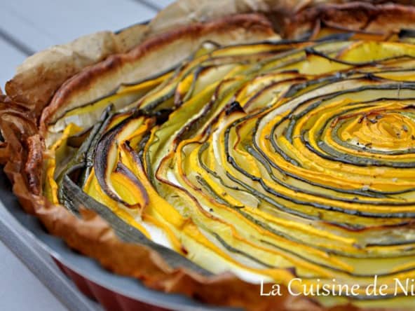 Tarte hypnotique aux courgettes jaunes et vertes