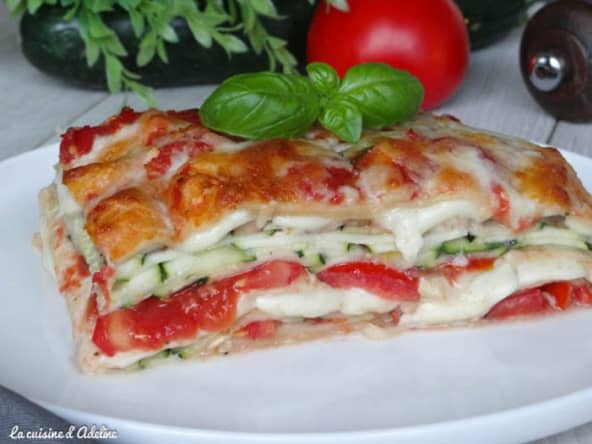 Lasagnes végétariennes aux courgettes, tomates et mozzarella