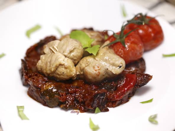 Petites paupiettes de veau et ratatouille confite