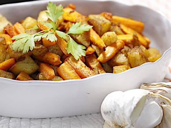 Duo de carottes et pommes de terre rôties aux épices