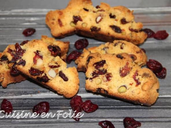 Biscottis à la farine de maïs, cranberries et fruits secs