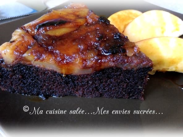Gâteau chocolat et pommes caramélisées