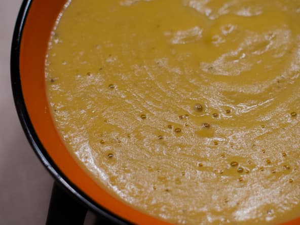 Soupe de maïs et de patate douce au lait de coco