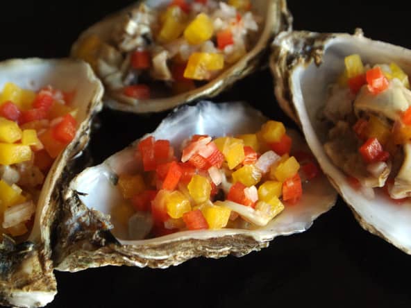 Tartare d'huîtres en coquilles
