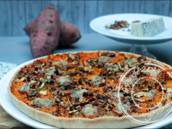 Tarte aux patates douces, noix et gorgonzola