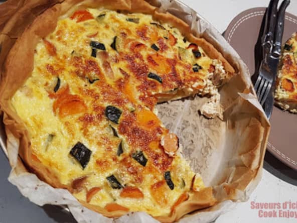 Quiche Gourmande Poulet, Courgette, Carotte au Lait d'Amandes