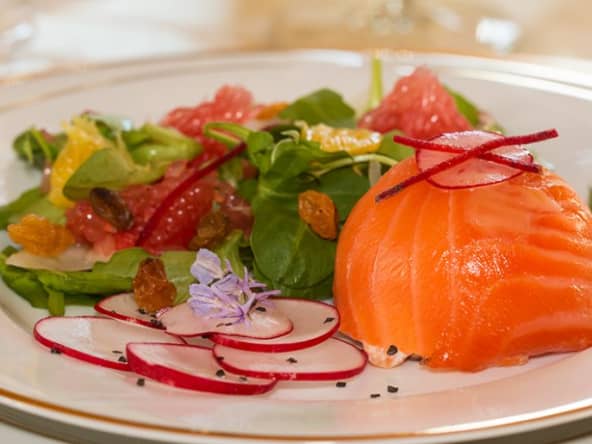 Dômes aux deux saumons, salade de fenouil aux agrumes à l’huile d’Argan