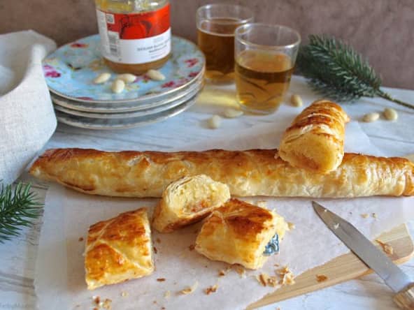 Galette des rois roulée : crème d'amandes et marmelade d'oranges sanguines