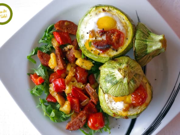 Courgettes rondes farcies à l'oeuf