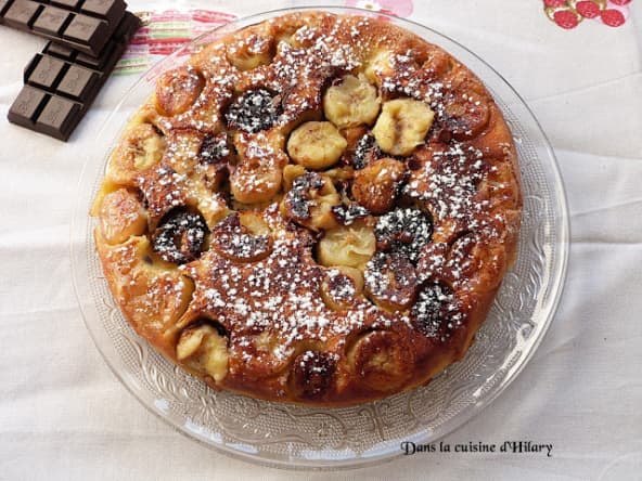 Le gâteau à la poêle banane caramélisée et chocolat