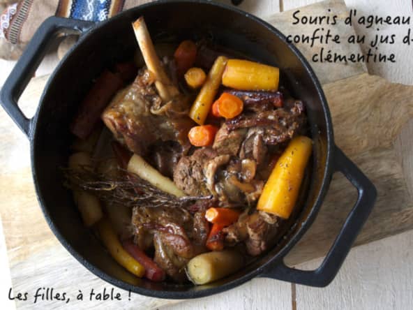 Souris d’agneau confites et carottes au jus de clémentine