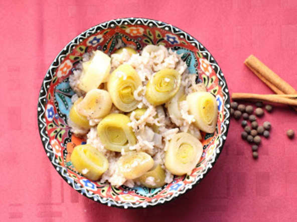 Poireaux et riz comme en Turquie