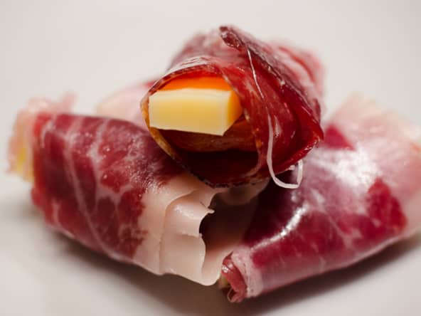 Abricot et comté enrobé de jambon Bellota