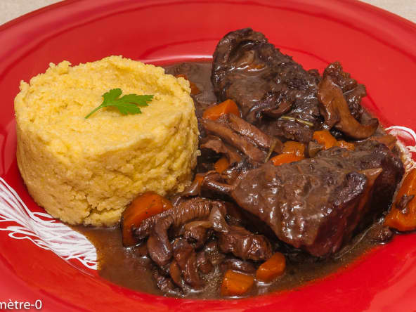 Joue de boeuf et polenta au café