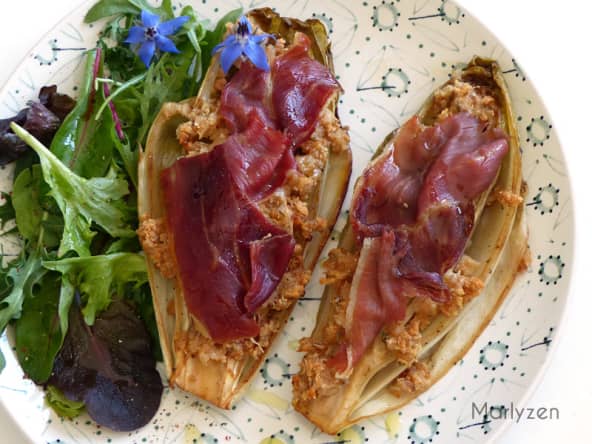 Endives caramélisées au jambon Serrano