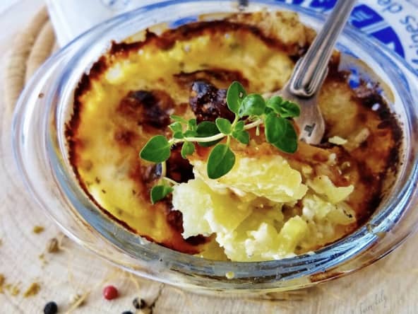 Gratin de pomme de terre au fromage de Cîteaux et son cocktail de 3 baies au curry doux