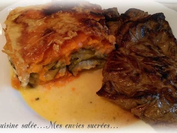 Gratin de patates douces et courgettes