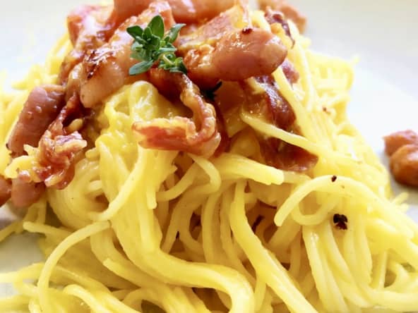 Capellini à la carbonara