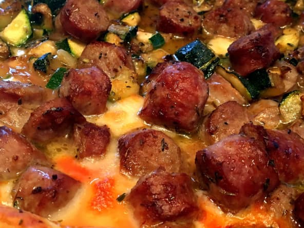Tarte aux saucisses et aux courgettes