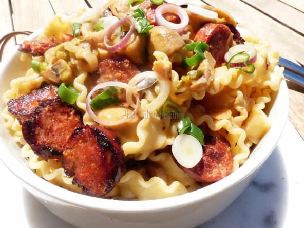 Mafaldine au chorizo et aux champignons