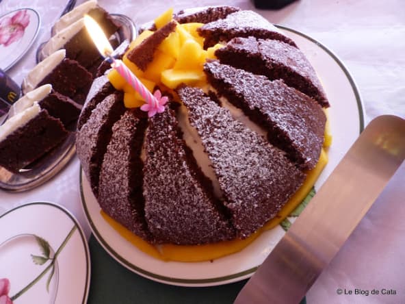 Charlotte "volcan" à la mangue