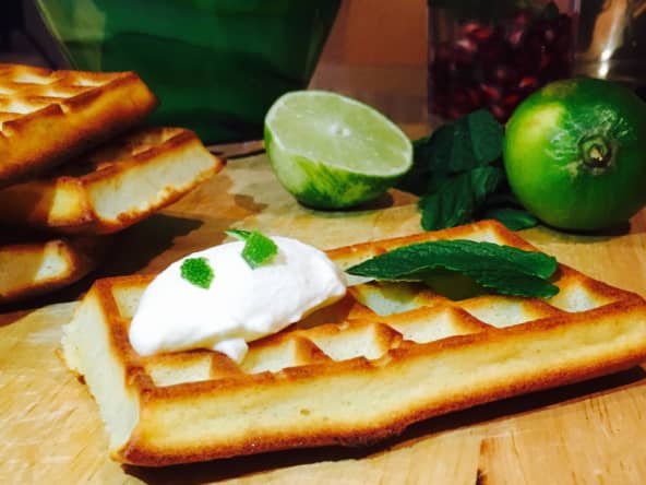 Gaufres façon mojito avec chantilly à la menthe