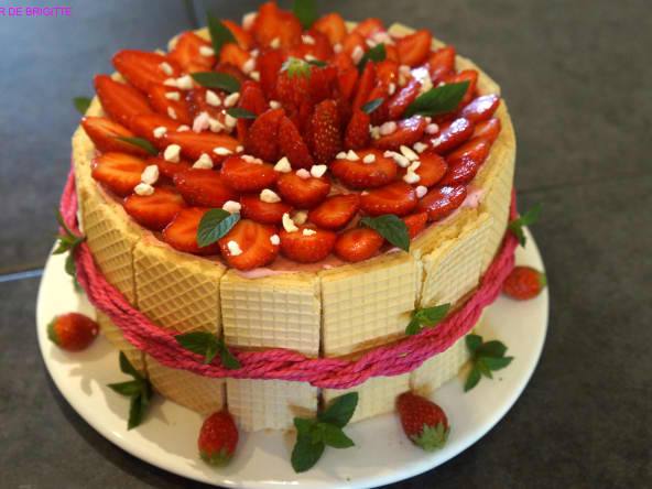 Charlotte aux fraises et à la menthe chocolat