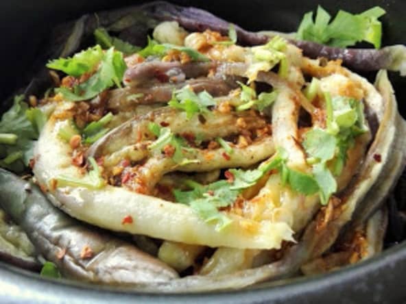 Aubergine effiloche  la vapeur - Recette par margot zhang