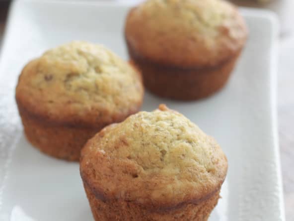 Muffins à la banane et noix, moelleux