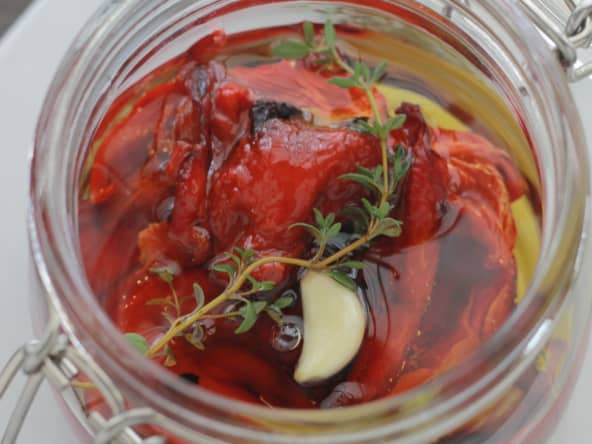 Poivrons rouges confits à l'huile d'olive