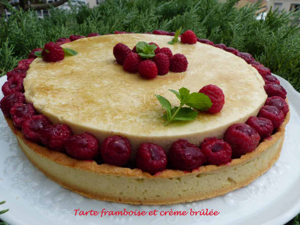 Tarte framboise et crème brûlée vanille