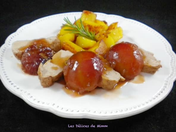 Filet mignon aux prunes, miel et romarin