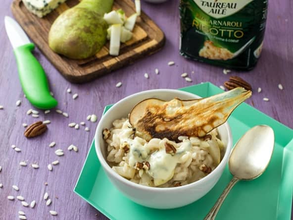 Risotto poire et fromage bleu