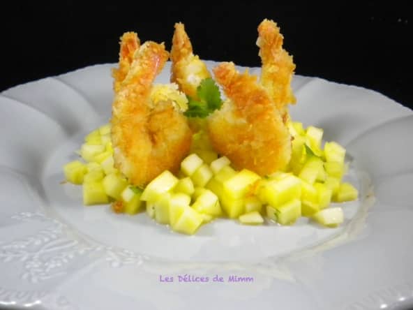 Gambas « pankées » sur salsa de mangue