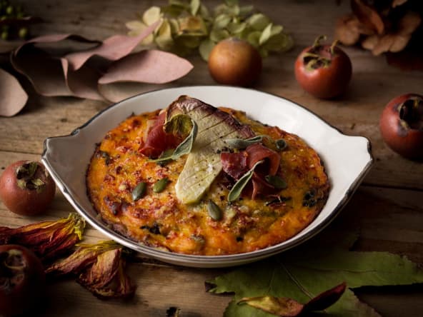 Gratin de potiron aux champignons