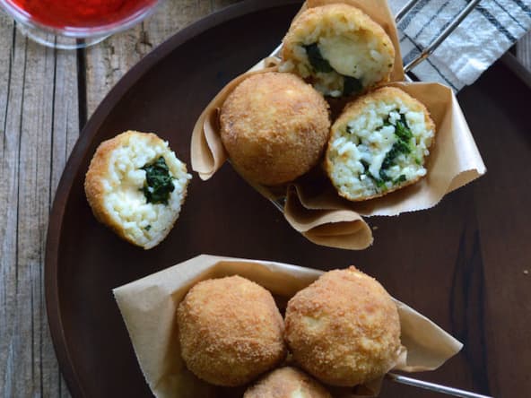 Arancini à la mozzarella et épinards