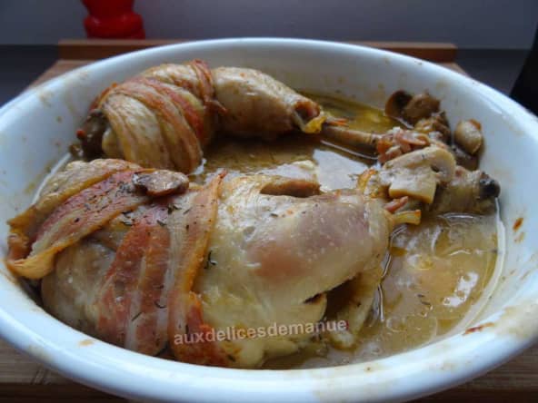 Cuisses de poulet farcies à la poitrine fumée et Merzer