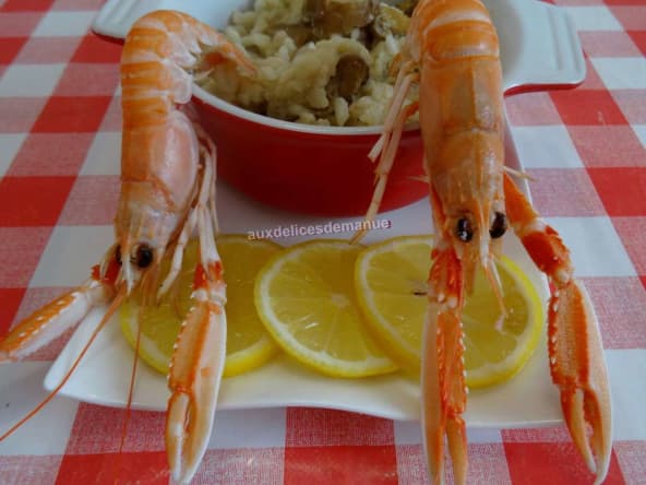 Risotto aux cèpes et langoustines