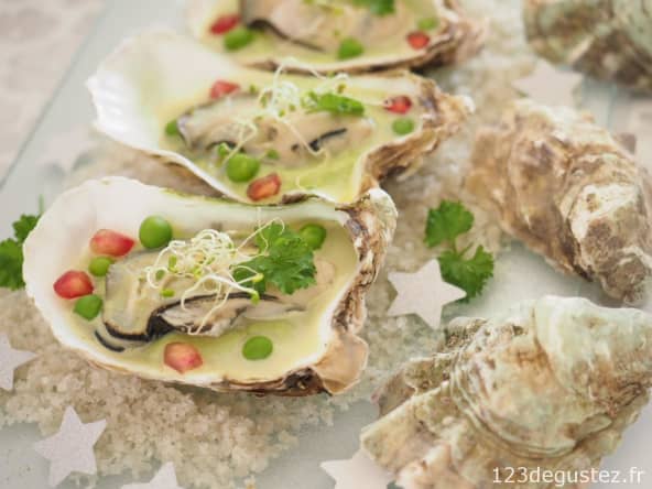 Huîtres chaudes au velouté de petits pois : une entrée fraîcheur