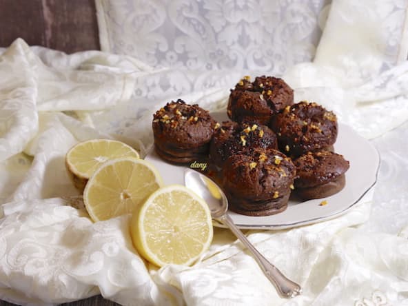 Fondants au chocolat et limoncello coeur lemon curd