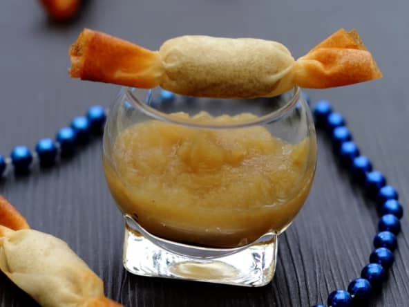 Bonbons de boudin blanc et compote de pommes