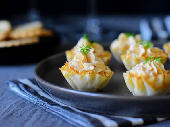 Amuse-bouches à la pâte filo et saumon