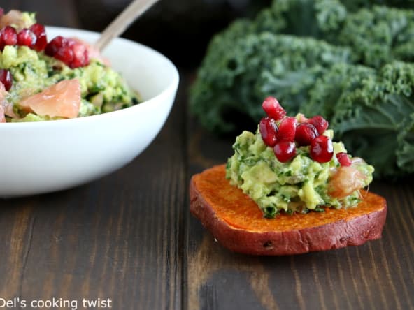 Toasts de patates douces et guacamole au chou kale