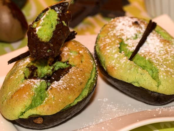 Soufflé à l'avocat, chocolat vanille