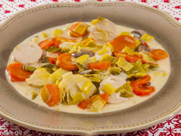 Blanquette de boudins blancs aux légumes